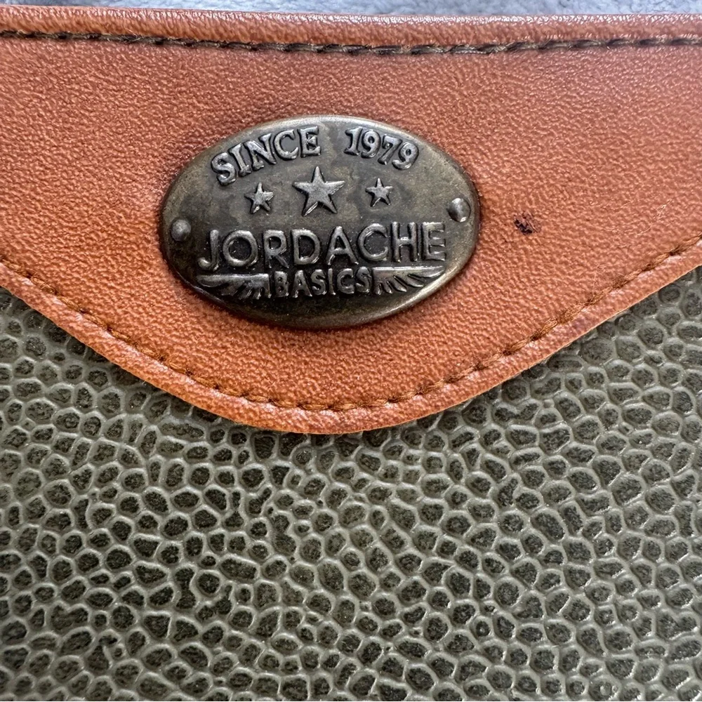 Vintage Jordache Zip Around Continental Wallet Olive Green Brown Pebbled Y2K 90s